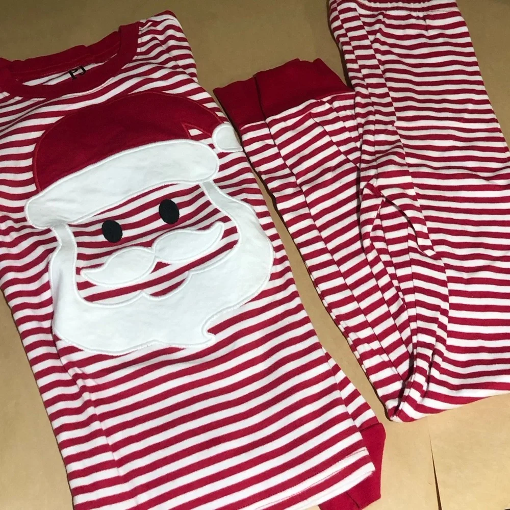 Children’s Place Kids Size 10 Striped Santa Snug Fit Cotton Pajamas - Red